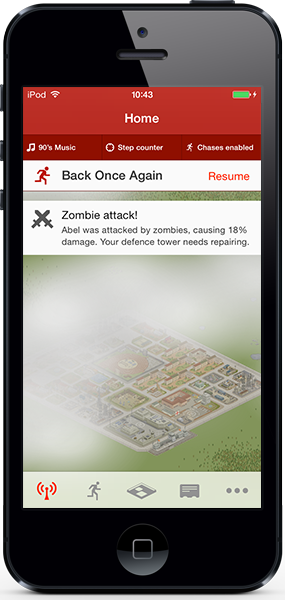 Screenshot of Zombies, Run! app on iPhone 5